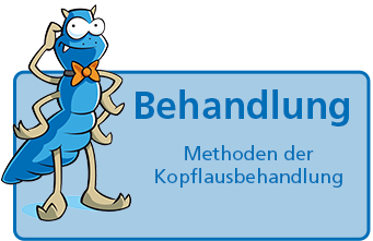 Button mit Comic-Laus: Behandlung