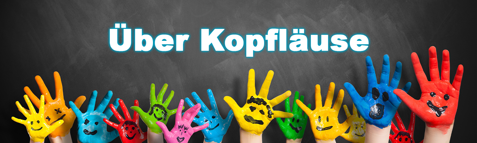 Bunte Hände mit Text: Über Kopfläuse